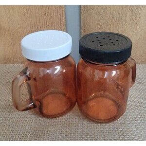 Mason Jar Salt And Pepper Shakers Fall Orange Amber Color